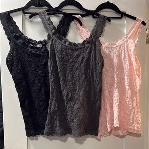 Hanky Panky Lace Tank Tops in Black, Gray, and Pink size Medium